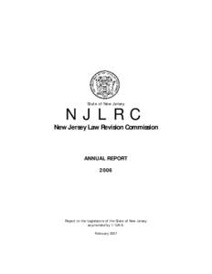 State of New Jersey  N J L R C New Jersey Law Revision Commission