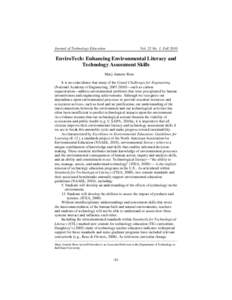 Journal of Technology Education  Vol. 22 No. 1, Fall 2010 EnviroTech: Enhancing Environmental Literacy and Technology Assessment Skills