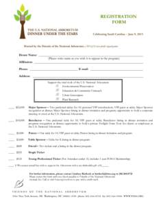 REGISTRATION FORM Hosted by the Friends of the National Arboretum a 501(c)(3) non-profit organization  Donor Name: ___________________________________________________________________