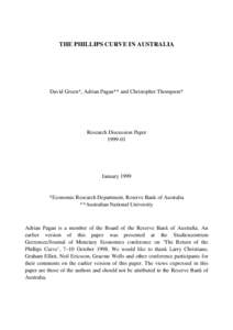 THE PHILLIPS CURVE IN AUSTRALIA  David Gruen*, Adrian Pagan** and Christopher Thompson* Research Discussion Paper[removed]