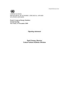 United Nations Statistics Division / United Nations Department of Economic and Social Affairs / Official statistics / National accounts / Statistics / Energy / Energy statistics