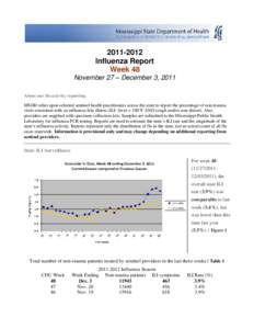 [removed]Influenza Report Week 48 November 27 – December 3, 2011 About our flu activity reporting MSDH relies upon selected sentinel health practitioners across the state to report the percentage of non-trauma