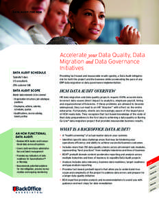 DATA AUDIT FOR HCM  DATA AUDIT SCHEDULE Typically 5 days 3-5 consultants 25% customer SME