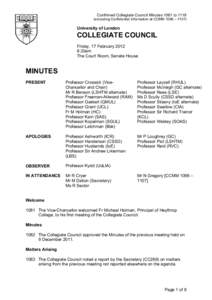 Microsoft Word - - Unconfirmed Non-Confidential Collegiate Council Minutes 17 February 2012