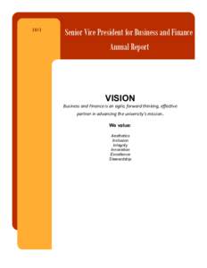 2013  Senior Vice President for Business and Finance Annual Report  VISION