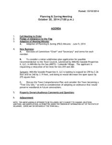 Posted: [removed]Planning & Zoning Meeting October 20, [removed]:00 p.m.) AGENDA 1.