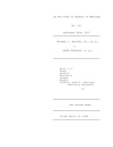 IN THE COURT OF APPEALS OF MARYLAND  No. 121 September Term, 2007  MICHAEL D. SMIGIEL, SR., et al.