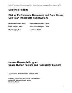 Risk of Performance Decrement and Crew Illness Due to an Inadequate Food System (AFT)  Evidence Report: