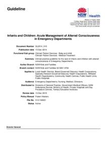 Guideline Ministry of Health, NSW 73 Miller Street North Sydney NSW 2060 Locked Mail Bag 961 North Sydney NSW 2059 Telephone[removed]Fax[removed]http://www.health.nsw.gov.au/policies/