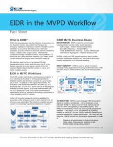 EIDR in the MVPD Workflow Fact Sheet What is EIDR? EIDR MVPD Business Cases