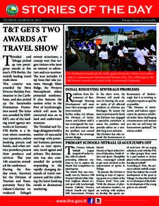 STORIES OF THE DAY TUESDAY, MARCH 10, 2015 Tobago House of Assembly  T&T GETS TWO
