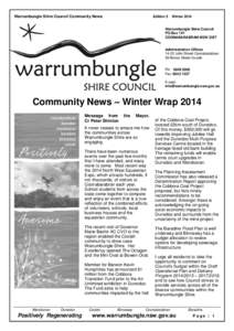 Warrumbungle Shire Council Community News  Edition 5 Winter 2014