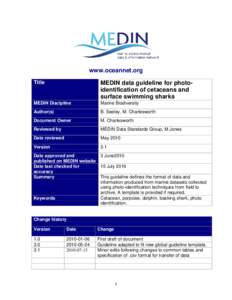 www.oceannet.org Title MEDIN data guideline for photoidentification of cetaceans and surface swimming sharks