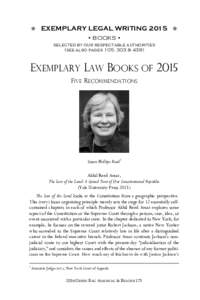 ✯ EXEMPLARY LEGAL WRITING 2015 ✯ • BOOKS • selected by our respectable authorities (see also pages 105, 303 & 439)  EXEMPLARY LAW BOOKS OF 2015