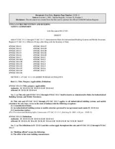 Document: Final Rule, Register Page Number: 29 IR 13 Source: October 1, 2005, Indiana Register, Volume 29, Number 1 Disclaimer: This document was created from the files used to produce the official CD-ROM Indiana Registe