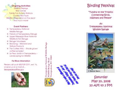 Birding Festival  Ongoing Activities Exhibits/Displays Bird Games