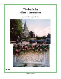 The battle for villers – bretonneux and how it was nearly lost Matt Walsh Table of Content