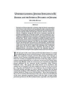UNDERSTANDING JEWISH INFLUENCE II: ZIONISM AND THE INTERNAL DYNAMICS OF JUDAISM KEVIN MACDONALD