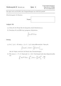 Mathematik II  at Stuttgart Universit¨ Prof. Dr. E. Teufel Dr. B. Ackermann