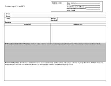 PACING GUIDE:  Connecting CCSS and RTI Grade Strand