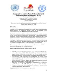 Microsoft Word - Director Speech _ Cooperatives and the Role of ICTs_LHR[removed]doc