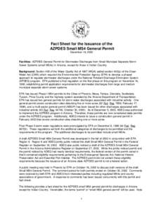 Fact Sheet for the Issuance of the  AZPDES Small MS4 General Permit