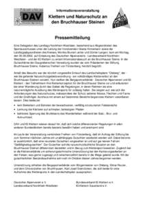 Informationsveranstaltung  Klettern und Naturschutz an den Bruchhauser Steinen  Pressemitteilung