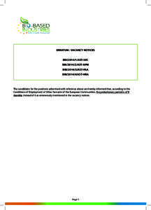 ERRATUM - VACANCY NOTICES BBI[removed]AST-SEC BBI[removed]AST-APM BBI[removed]AST-FAA BBI[removed]AST-HRA