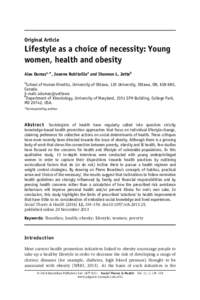 Lifestyle as a choice of necessity: Young women, health and obesity