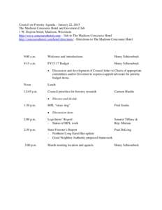 Wisconsin Council on Forestry Meeting Agenda - January 22, 2015