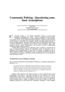 Community policing - questioning some basic assumptions