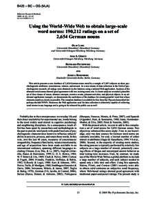 B425 – BC – OG (MJA) Behavior Research Methods 2009, 41 (1), 13-19 doi:BRMUsing the World-Wide Web to obtain large-scale