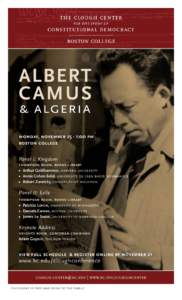 ALBERT CAMUS & algeria monday, november 25 · 1:00 pm Boston College