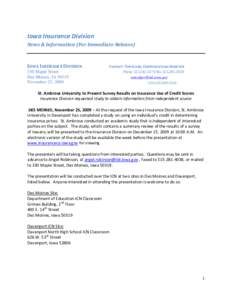 Iowa Insurance Division News & Information (For Immediate Release) IOWA INSURANCE DIVISION 330 Maple Street Des Moines, IA 50319