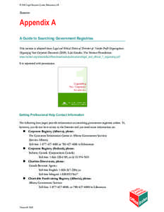 © 2010 Legal Resource Centre, Edmonton, AB  Resources Appendix A A Guide to Searching Government Registries