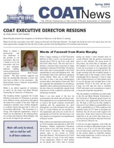 Spring[removed]COATNews Volume 90  The Official Publication of the County Officials Association of Tennessee