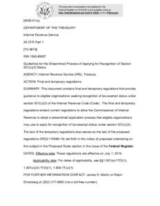 This document is scheduled to be published in the Federal Register onand available online at http://federalregister.gov/a, and on FDsys.govp] DEPARTMENT OF THE TREASURY