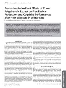 JFS S: Sensory & Nutritive Qualities of Food  Preventive Antioxidant Effects of Cocoa Polyphenolic Extract on Free Radical Production and Cognitive Performances after Heat Exposure in Wistar Rats