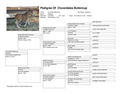 Pedigree Of Cloverdales Buttercup Owner: Breed: Birth Date: Markings: