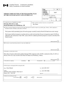 Canadian Nuclear Commission canadienne Safety Commission de sûreté nucléaire 1 Page INDEX/