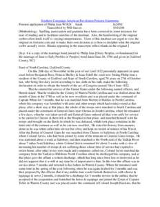 Southern Campaign American Revolution Pension Statements Pension application of Philip Jean W3824 Sarah fn24NC Transcribed by Will Graves[removed]Methodology: Spelling, punctuation and grammar have been corrected in so