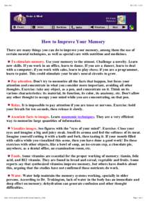 Sans titre[removed]:53 How to Improve Your Memory There are many things you can do to improve your memory, among them the use of