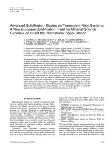 JOM, Vol. 64, No. 9, 2012  DOI: s11837  2012 TMS  Advanced Solidification Studies on Transparent Alloy Systems: