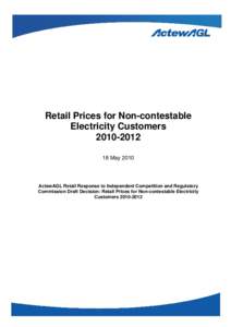 Retail Prices for Non-contestable Electricity CustomersMayActewAGL Retail Response to Independent Competition and Regulatory