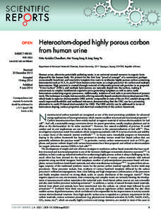OPEN SUBJECT AREAS: FUEL CELLS Heteroatom-doped highly porous carbon from human urine