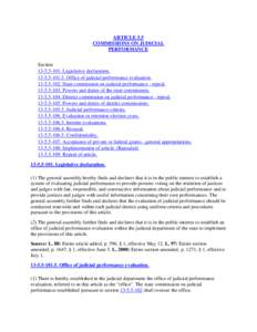ARTICLE 5.5 COMMISSIONS ON JUDICIAL PERFORMANCE Section[removed]Legislative declaration[removed]Office of judicial performance evaluation.