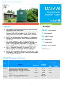 MALAWI FLOODS SITUATION REPORT # 12  4 March 2015 MALAWI Humanitarian