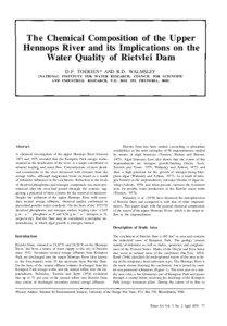 The Chemical Composition of the Upper Hennops River and its Implications on the Water Quality of Rietvlei Dam