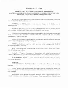 tlo. 3Z - zoOS Ordinance AN ORDINANCE REGARDING PURCHASING PROCEDUR-ES; AMENDING THE SAN JUAN COUNTY CODE TO ENSURE CONSISTENCY WITH THE SAN JUAN COUNTY CHARTER AND STATE LAW