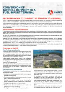 May[removed]CONVERSION OF KURNELL REFINERY TO A FUEL IMPORT TERMINAL